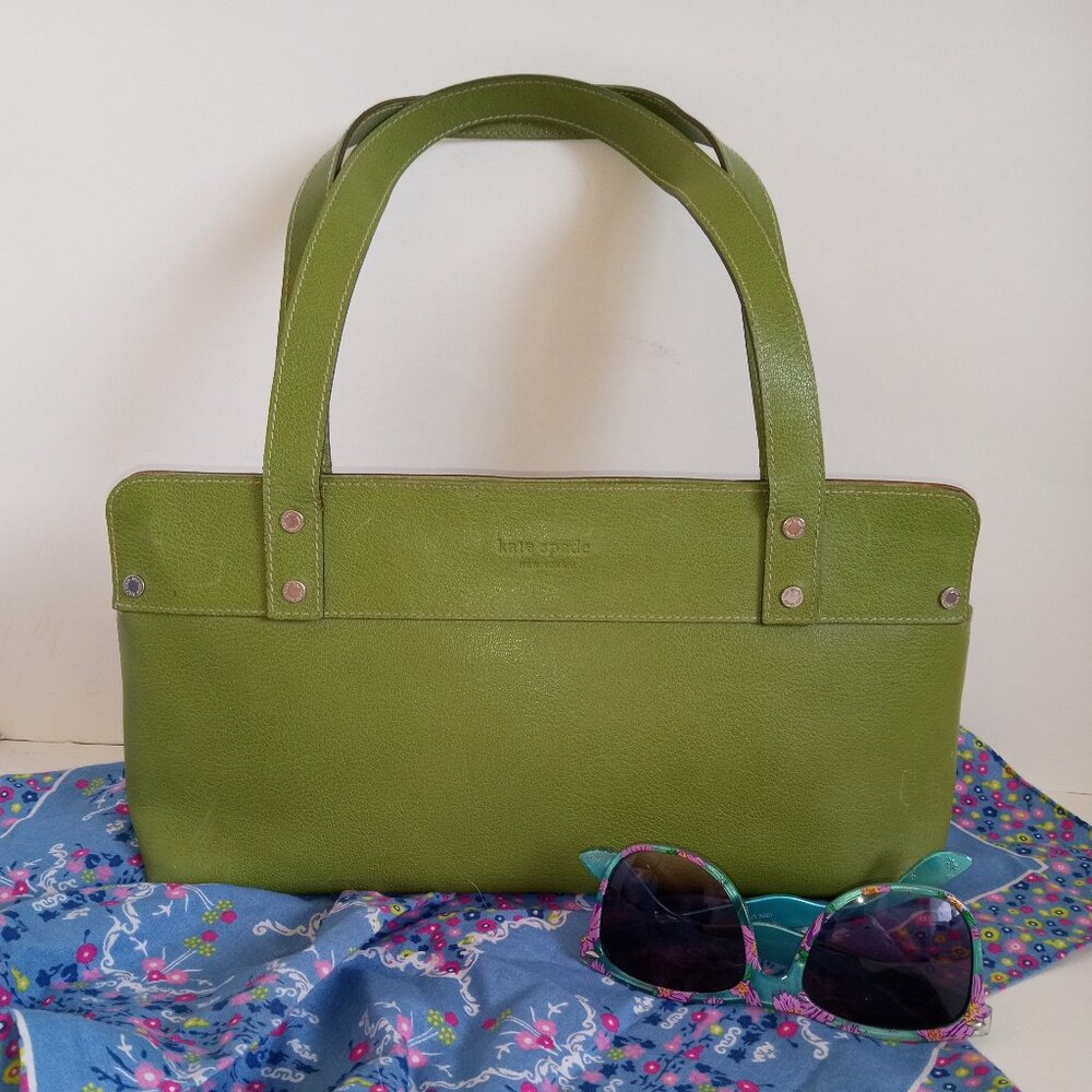 Y2K KATE SPADE Top-Handle Satchel Baguette Spring Green Leather